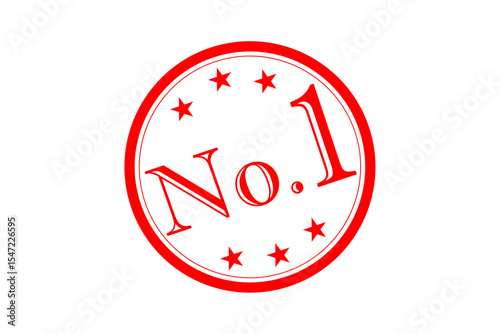 No. 1 - No.1 text written on Red Rubber Stamp 
