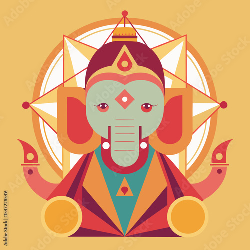 Geometric abstract illustration of lord ganesha