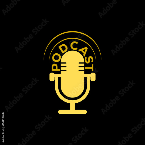 Podcast logo design template icon isolated on black background