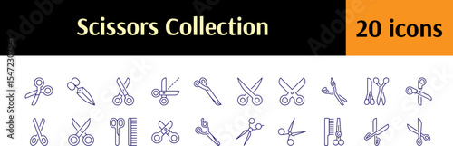 Scissors Haircut Modern Outline Style Icons for Design, Cards, Apps, Social Networks