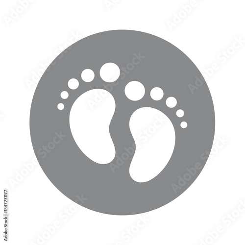 Baby feet circle vector label. Baby store or goods, safe for babies with footprints icon.