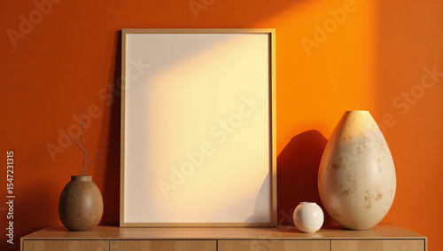 Modern Interior Poster Frame Mockup – Realistic Living Room Wall Display for A-Size Prints