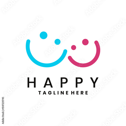 Happy logo design with abstract smiling face