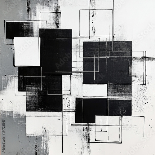 Abstract Black and White Geometric Art Modern Design Texture isolated on transparent background