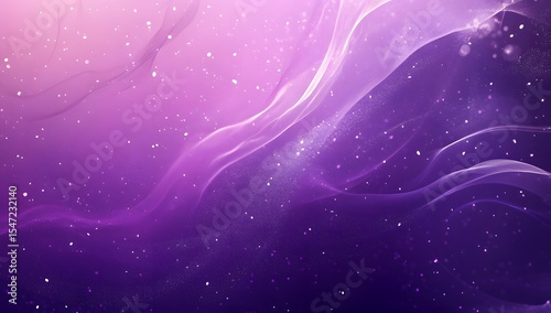 Abstract purple background with swirls of liquid paint, glitter, and white ink.