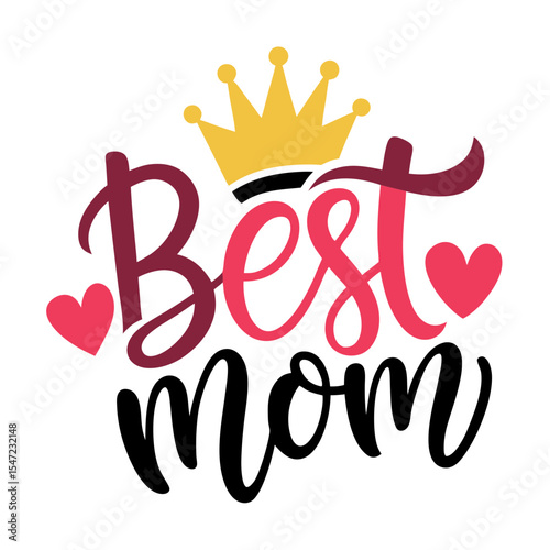 Typography Best Mom with Decorative Icons