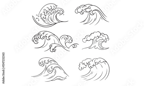 Set Of Wave Drawing
