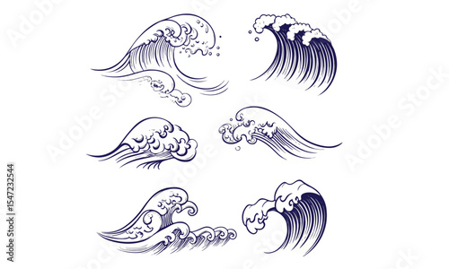 Set Of Wave Drawing