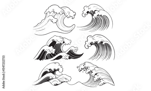 Set Of Wave Drawing
