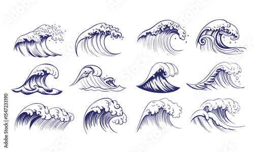 Set Of Wave Drawing