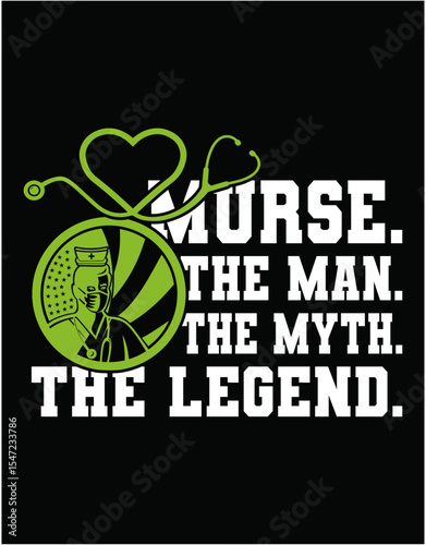 Men Funny Nurse Male Nurse - printable editable vector art file.