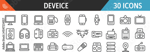 Collection of device icons representing modern technology