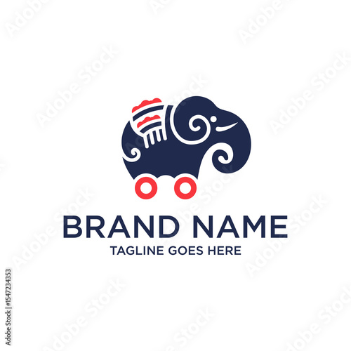 Thai Elephant Courier Logo with Meal Box Symbolizing Traditional Delivery Mascot