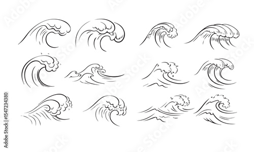 Set Of Wave Drawing