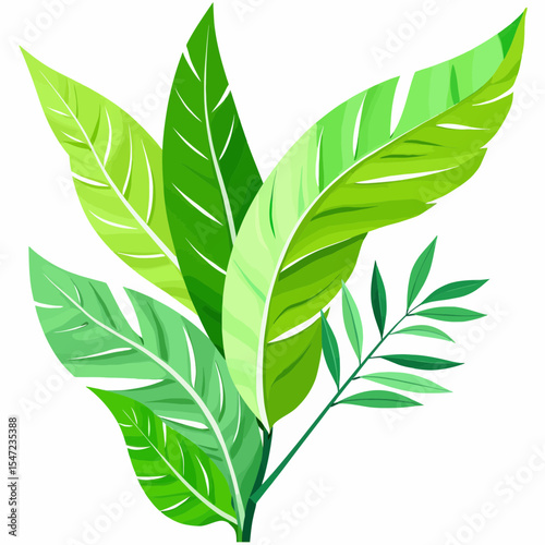 Colorful green leaves in a vibrant and natural design  