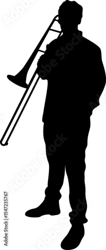 People Play Music Instrument Silhouette Element