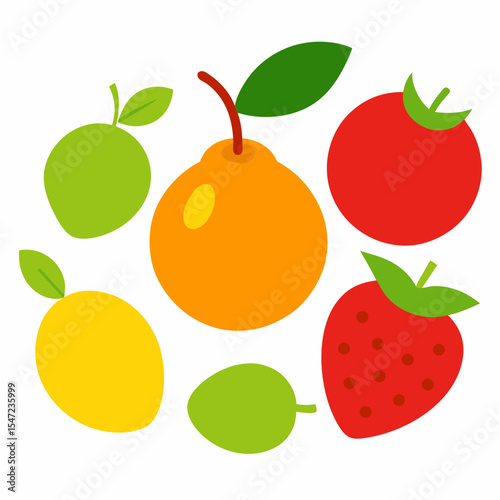 set of fresh fruits