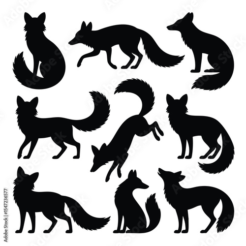 Ten Fox Silhouettes: A Collection of Elegant Designs