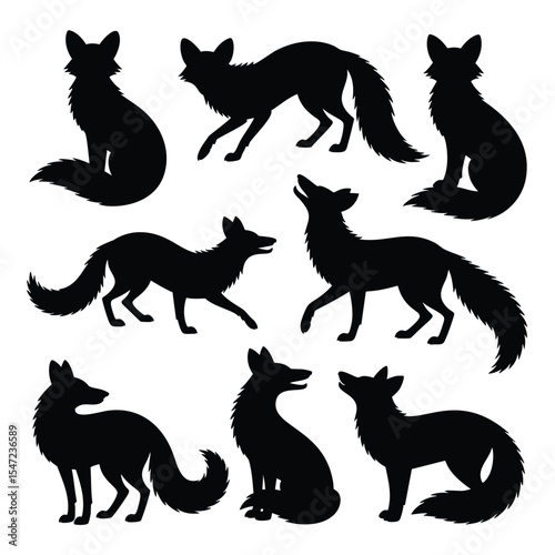 Nine Fox Silhouettes: A Collection of Elegant Designs