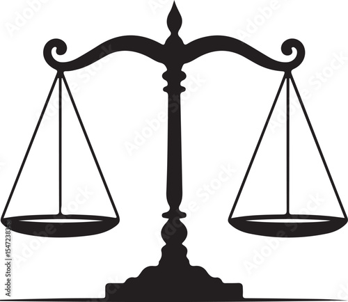 Scales of Justice Balanced on Central Post, Symbolizing Fairness, Law, Equality, Legal Judgment, Ethics and Legal System for Law Firms and Judicial