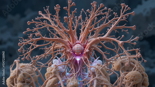 Hypothalamic nuclei, 3D illustration