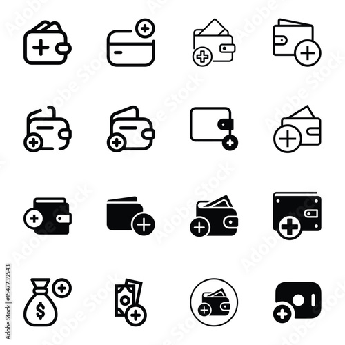 Add Money Icon. Add money icon for finance website, banking app, digital wallets, online payments, money transfer app, budgeting apps, and fintech platforms.