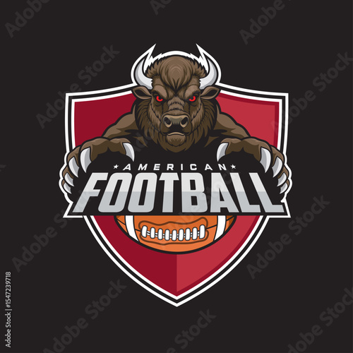 american football club logo bison vector illustration design
