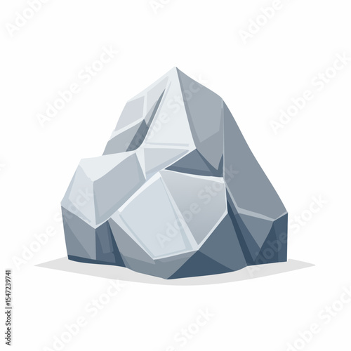 Grey Rock Boulder Vector Icon Clean, Bold, Flat Design Element
