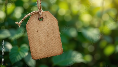 Brown Burlap Fabric Tag Mockup with Natural Texture, 32k Resolution