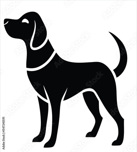 Dog Looking Up Silhouette – upward gaze, black and white contrast, clean neck arch, elegant simplicity, monomorphic hope and focus.
