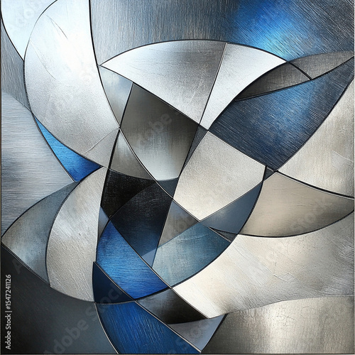 Abstract Blue and Silver Swirl Art Modern Geometric Background Texture isolated on transparent background