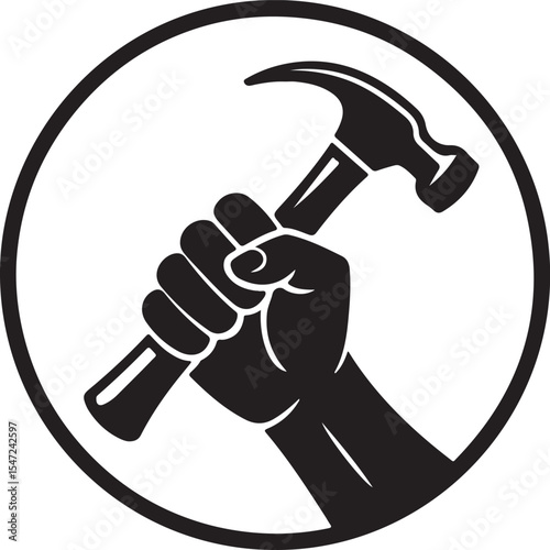 Hand holding hammer vector illustration