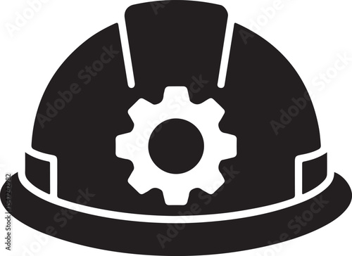 Hard hat with gear vector illustration