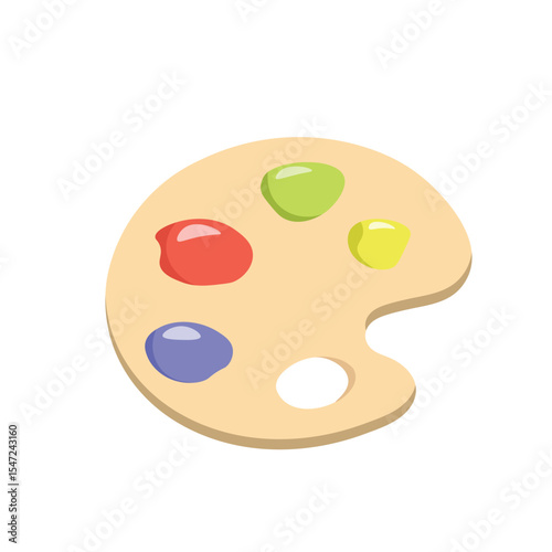 Vector icon of an artist's paint palette with colorful paint blobs. Great for art, creativity, and design-related themes.