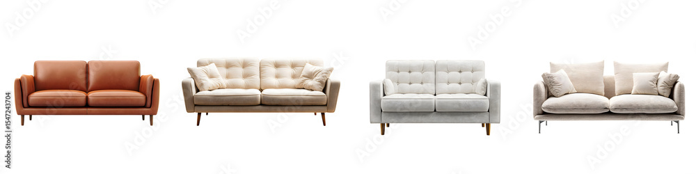 Fototapeta premium Modern Sofa Collection: Stylish Living Room Furniture on White