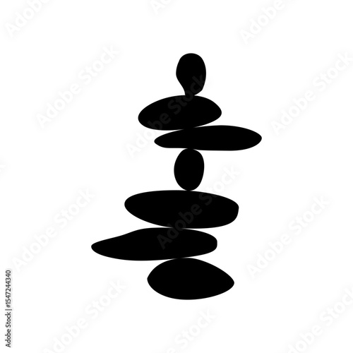 7 balanced stones, well-being and harmony lifestyle concept, yoga vector logotype template