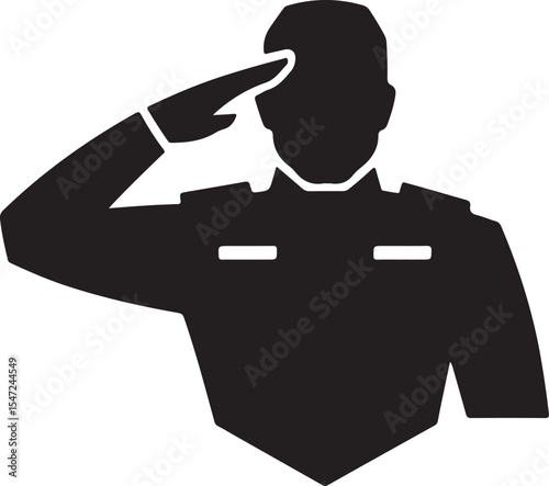 Soldier saluting with flag vector illustration