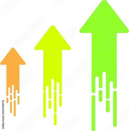 Increasing success and growth Three upward trending arrows showcasing growth progress development success in business, Business Progress, Financial Investment, and Analytical Insight.