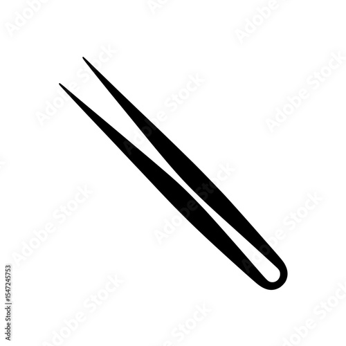 Black silhouette illustration of stainless steel tweezers