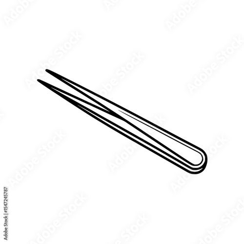 Line art illustration of stainless steel tweezers