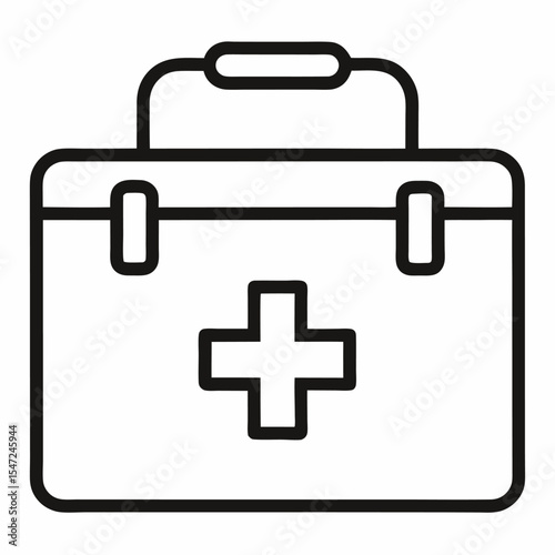 First aid kit outline icon on white background