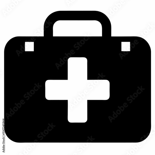 First aid kit silhouette icon on white background