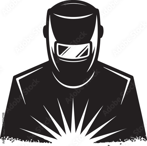 silhouette of welder welding icon vector art illustration