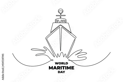 World maritime day concept. Single line draw design. Vector graphic illustration