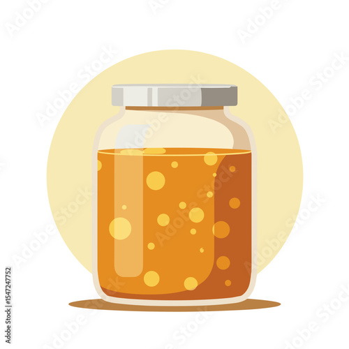 Illustration of a Jar Filled with Honey or Orange Jam, with a Clean and Simple Design