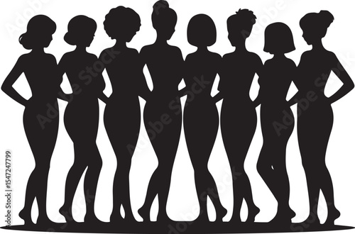 Women of all ages standing illustration
