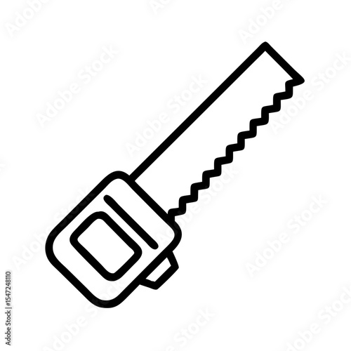 Minimal Line Icon Of Handsaw Tool With Serrated Blade For Woodworking