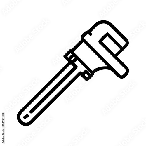 Simple Line Icon Of Pipe Wrench Tool Used For Plumbing And Repairs