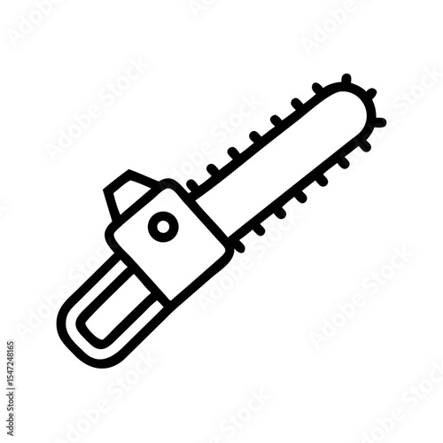 Minimal Line Icon Of Chainsaw Tool For Cutting Wood Or Forestry Work