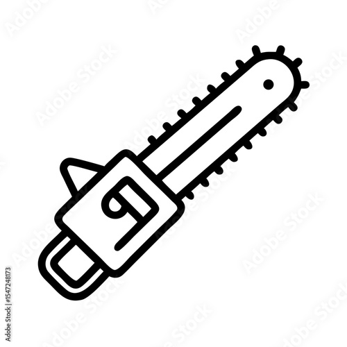 Minimal Line Icon Of Chainsaw Tool For Cutting Wood Or Forestry Work